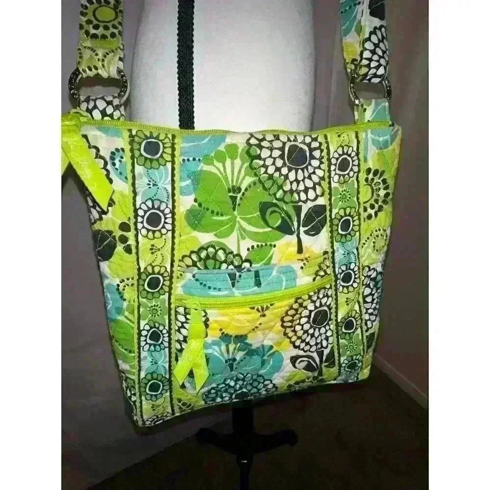 Vera Bradley All Limes Up Green Floral Crossbody‎ Purse with Pockets